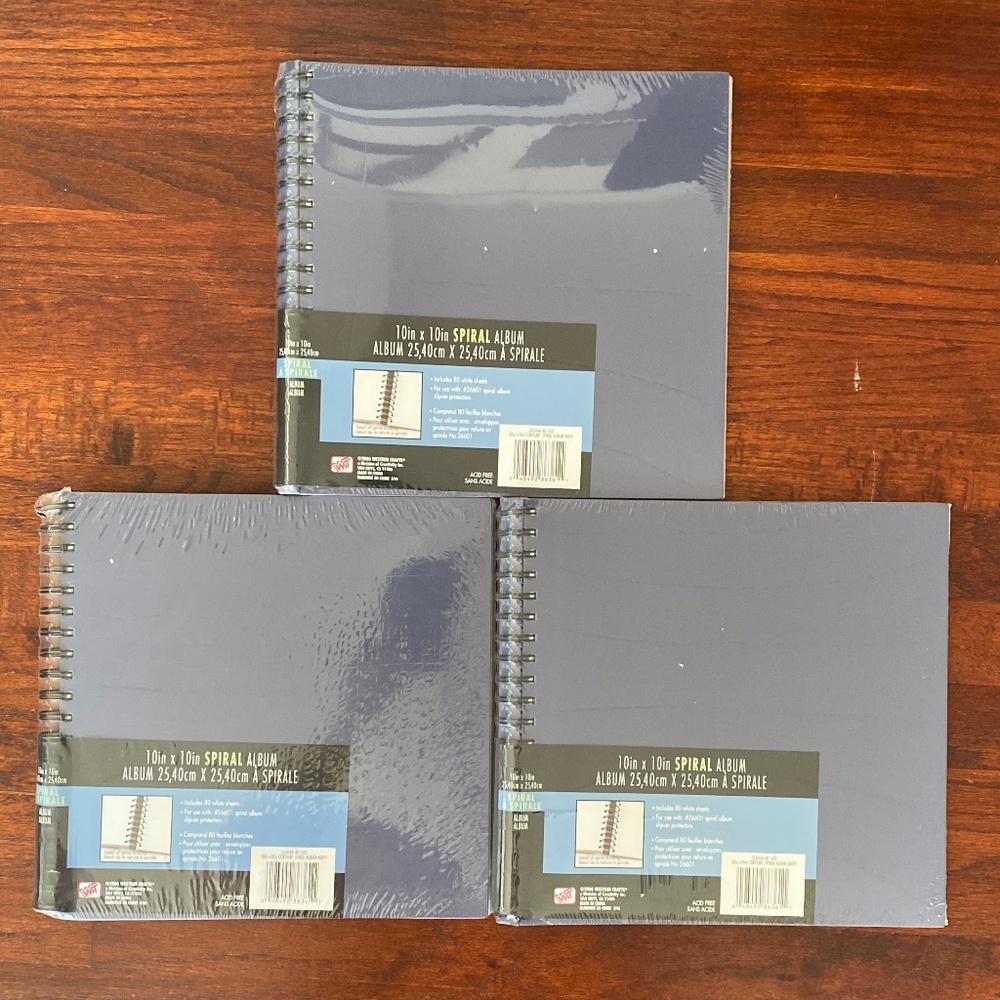 3 Scrap  book album 10x10 80 white sheets West Rim Crafts.  Dark blue. Acid free